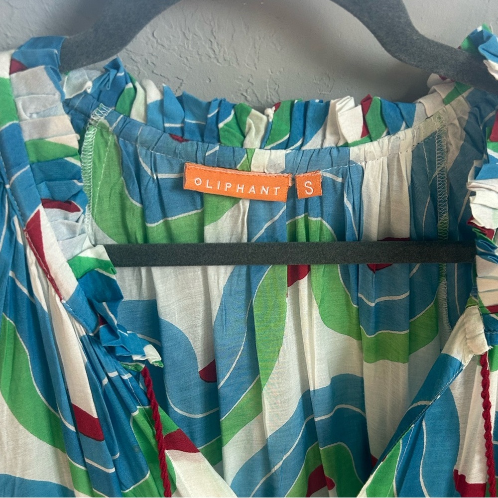 Oliphant Noveau Dress with Retro Swirl Pattern and Balloon Sleeves- Small - Picture 9 of 9